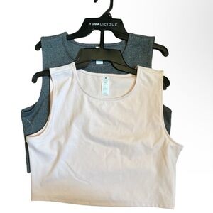 Yogalicious Women's Pure Cloud Nicki‎ Muscle Tank 2PK Lotus/Grey Size XL NEW/NWT